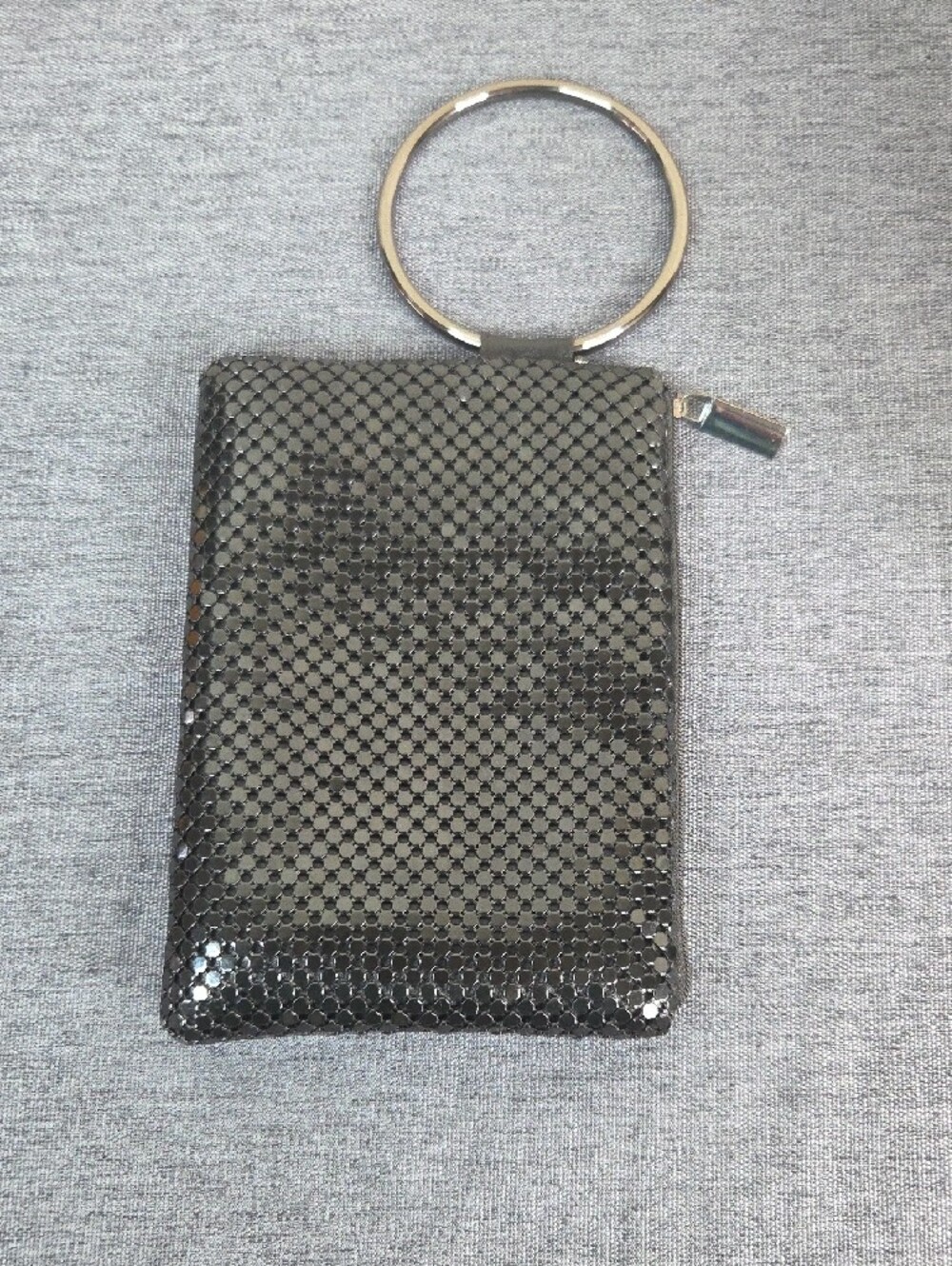 Women's Black Sequin Wristlet with Metal O-Ring